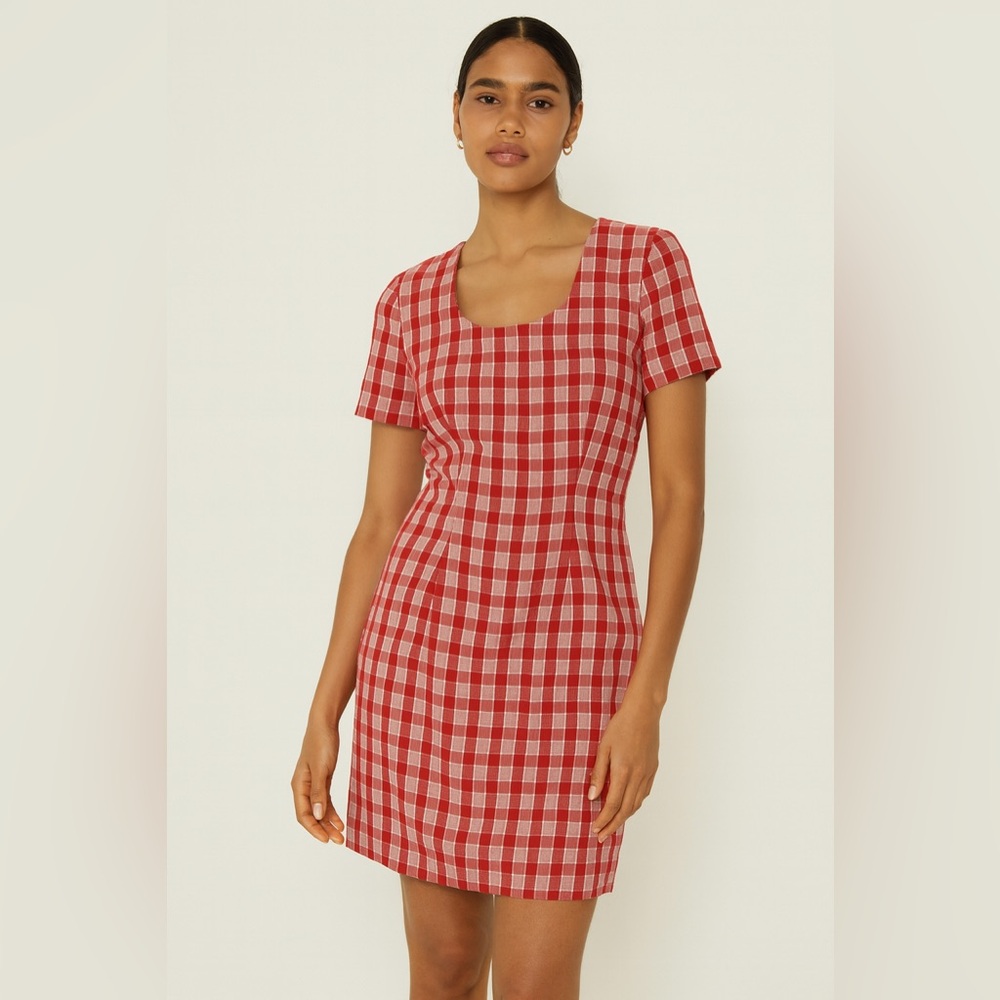 My Michelle Red Plaid Short Sleeve Dress Size Small